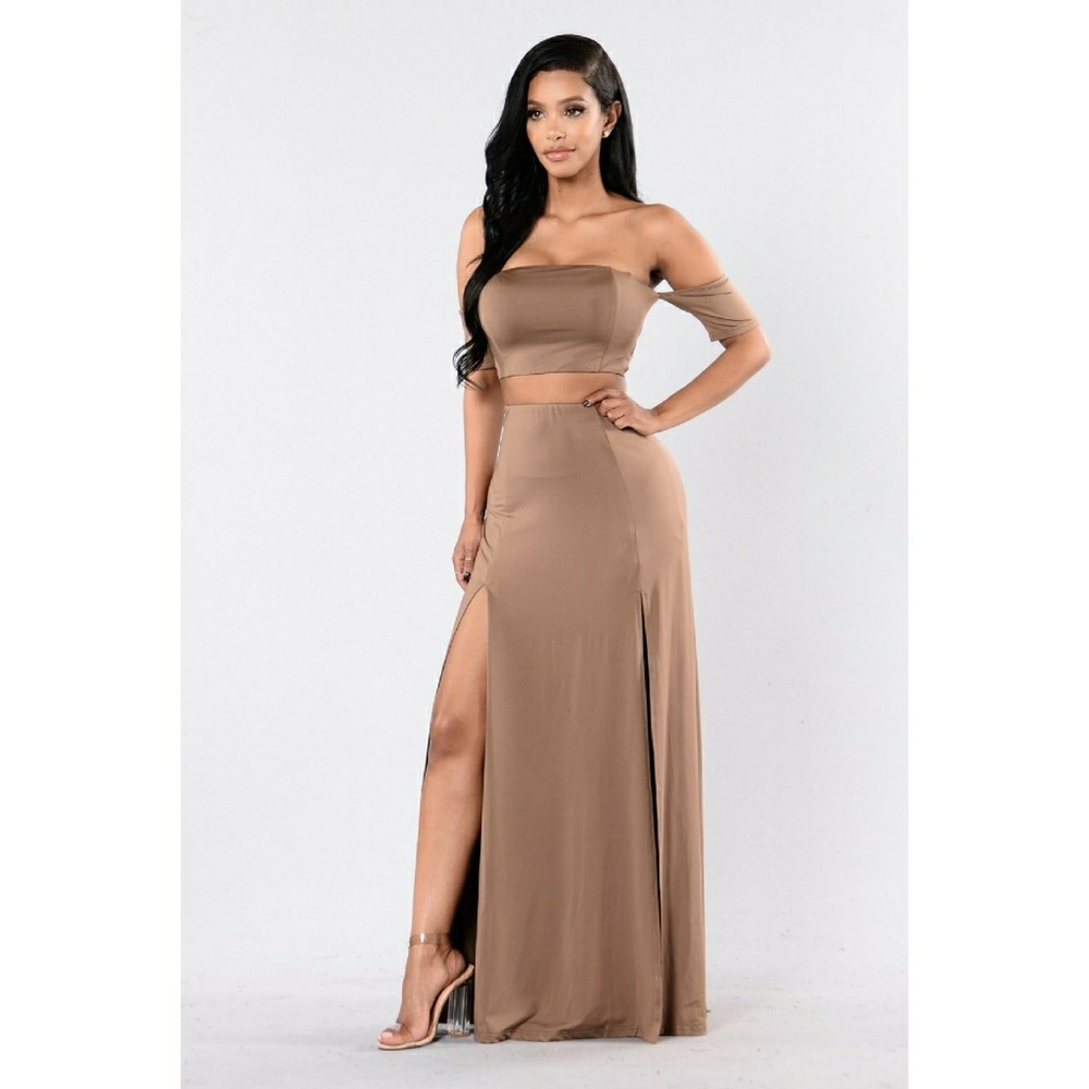 Mocha Top & Skirt Set